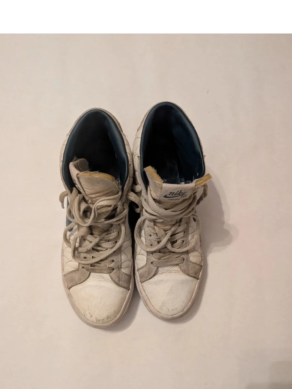 Nike White and Navy High-Top Sneakers